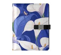 KLL Cuaderno de espiral forrado de cuero con regla universitaria para viajar, delicado lirio de cala safari, azul real, 6.7 x 9.2 pulgadas
