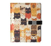 KLL Cuaderno forrado de cuero con rayas universitarias para trabajar a prueba de agua, dibujos animados, gatos, familia, lindo, 6.7 x 9.2 pulgadas
