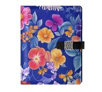 KLL Cuaderno forrado de cuero con tema universitario rayado para viajar delicado salmonberry fruta azul real 6.7 x 9.2 pulgadas