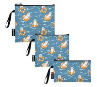 KLL Cute Otter Animals Blue Ocean, paquete de 3 bolsas reutilizables para bocadillos, bolsa de almacenamiento portátil segura para alimentos, bolsa con cremallera para picnic, trabajo, viajes, oficina