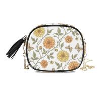 KLL Dahlia_butterfly_william_morris_pattern - Bolso bandolera para hombre, impermeable, con ranuras para tarjetas de crédito, bolso bandolera para pasear al perro