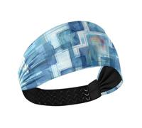 KLL Diadema antideslizante con diseño de rejilla azul cielo, para mujer, para tenis, gimnasio, lavado de cara, ciclismo