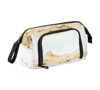 KLL Estuche de gran capacidad con estuche portátil para lápices con cremallera para niños, universidad, vaca occidental, cactus, desierto vasto