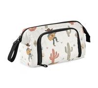 KLL Estuche de gran capacidad para niñas, estuche portátil para niños, adolescentes, escuela, imprescindible, vaquero occidental, bohemio, cactus, desierto vasto