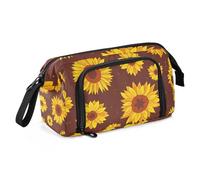 KLL Estuche de lápices de gran capacidad estuche multifuncional con compartimentos para profesores escolares Must Haves Sunflower 02, Girasol-02, tamaño único, Art Deco