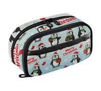KLL Estuche de PVC de gran capacidad para guardar artículos de papelería (prop3) para mujeres, universidad, Feliz Navidad, lindo pingüino