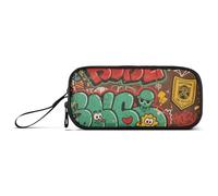 KLL Estuche grande de nailon con letras retro de graffiti callejero, estuche de gran capacidad, organizador de papelería para escuela secundaria, profesor de oficina