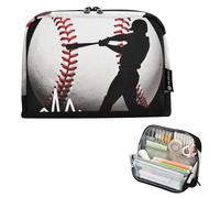 KLL Estuche para lápices de gran capacidad, bolsa de cosméticos con ranura, bolsa para bolígrafos de papelería para suministros escolares de grado preparado, divertido béisbol latido del corazón
