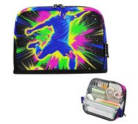 KLL Estuche para lápices de gran capacidad, bolsas de maquillaje con ranuras, bolsa de papelería para adultos, imprescindible para la escuela, jugador de fútbol de neón, arte pop art