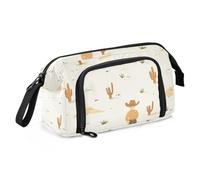 KLL Estuche para lápices de gran capacidad, estuche portátil con soporte para lápices para niñas, suministros de escuela secundaria, vaquero occidental, bohemio, cactus, vasto desierto