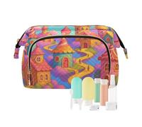 KLL Fantasy Sky Town - Bolsas de maquillaje coloridas impermeables para cosméticos, bolsa de almacenamiento para mujer, monedero para maquillaje de viaje