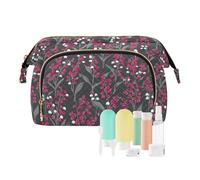 KLL Finlandia Lily Of The Valley - Bolsa de cosméticos ligera para mujer, monedero, monedero para viajes, color gris y magenta