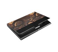 KLL Gothic Darkness Snakes Gold Sun Slim - Tarjetero de viaje con funda de cuero y acero inoxidable para proteger tus tarjetas portatarjetas para hombre