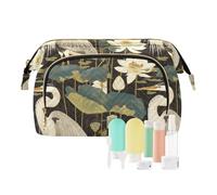 KLL Herons and Water Lilies - Bolsa de cosméticos con cremallera para mujer, bolsa para viajes, baño