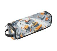 KLL Hot Hair Tools - Bolsa de viaje con alfombrilla de hierro, a prueba de polvo, bolsa alisadora de pelo para rizador, secador de pelo plano, escena de construcción, mezcladora de hormigón, camión,