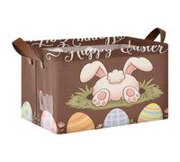 KLL Ilustración decorativa de Pascua, cestas de almacenamiento grandes con asas, organizador de almacenamiento para armario, estante, estantería, librería, paquete de 2 cestas para organizar