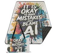 KLL It Is Ok To Make Mistake Just Blame Ai - Manta impermeable plegable resistente al agua para la playa, manta impermeable para adultos, artículos de picnic, tapete de picnic