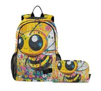 KLL Juego de mochila y bolsa de almuerzo para adolescentes y niñas, diseño de abeja colorida
