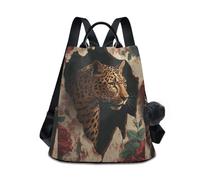 KLL Leopard Breaking Through The Wall - Mochila de moda vintage para niñas, mochila casual para mujer, para compras diarias en la universidad, con llavero de pompón