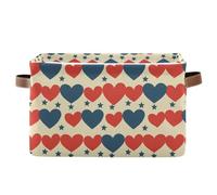 KLL Love Hearts 4 de julio Independence - Cestas de almacenamiento, plegables e impermeables, cajas de organización y almacenamiento con asa resistente, decoración de bañera, juego de 2 para estante