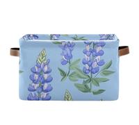 KLL Lupine Glory Blue - Cestas de almacenamiento plegables e impermeables, cajas de organización y almacenamiento con mango resistente, juego de 2 para regalo de dormitorio