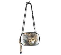 KLL Maine Coon Cat Cute 3D Black Crossbody Bag - Bolso bandolera para mujer, práctico con correa ajustable, para llevar una comida