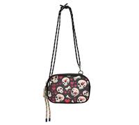 KLL Mini bolso cruzado de San Valentín con diseño de calavera y corazón para mujer, con correa ajustable, bolso para teléfono celular, para senderismo, viajes