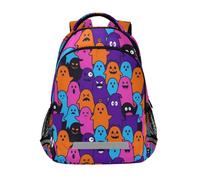 KLL Mochila colorida de fantasmas de Halloween para niños, correa para el pecho con clip en el pecho, bolsa para libros para niños y niñas de 5º grado escolares para ni?os de 10 a?os