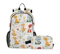 KLL Mochila con lonchera para niños, dinosaurios de dibujos animados | Mochila escolar para niñas adolescentes con fiambrera, mochilas escolares para niñas con lonchera de 10 a 12 años
