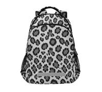 KLL Mochila de safaris de animales salvajes en blanco y negro con estampado de leopardo para niños con clip en el pecho, bolsa de libros para niños y niñas de sexto grado