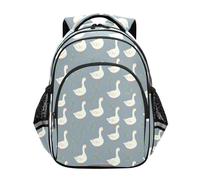 KLL Mochila deportiva para adolescentes, escuela secundaria, mochila grande para adolescentes, niños, mochila casual de hombro, gansos blancos, flores silvestres, gris y azul