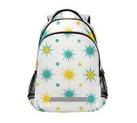 KLL Mochila escolar moderna con diseño de estrellas de mediados de siglo con correa para el pecho, mochilas de moda para adolescentes