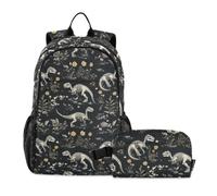 KLL Mochila escolar para niños, diseño de dinosaurios, hueso | Bolsa escolar para niños, bolsa escolar y lonchera para niños de 7 a 10 años