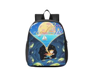 KLL Mochila escolar para niños The World Inside The Zipper Moon | mochilas de moda para adolescentes de 6 a 8 años