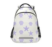 KLL Mochila grande con diseño de estrellas de mar de lavanda para niños con clip en el pecho, bolsas de libros para mochilitas elementales para ni? os