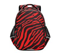 KLL Mochila para la escuela para niños y niñas, bolsas de escuela primaria, adolescentes, niños, mochila de viaje, cebras rojas, tigres, estampado animal