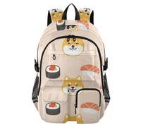 KLL Mochila para laptop para mujeres y hombres, diseño de Shiba Inu y Sushi