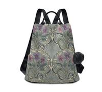 KLL Mochila vintage rosa New Brunswick violeta gris a la moda para viajes, mochila antirrobo para mujer, impermeable, para viajes, trabajo, uso diario con llavero de pompón