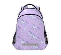 KLL Mochilas infantiles de unicornios morados pastel con cristales mágicos para la escuela con bolsa grande para la universidad morral escolar para ni?o