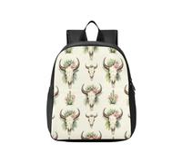 KLL Mochilas infantiles para niñas pequeñas, diseño de calavera de toro y cactus