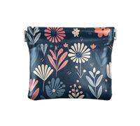 KLL Monedero de cuero para mujer, monedero único para madres y hermanas, flores blancas, rojas, azules oscuras, blancas, rojas, azules oscuras, 4.33 pulgadas de largo x 3.75 pulgadas de ancho x 0.4