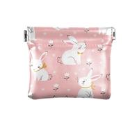 KLL Monedero pequeño de cuero para mujer, bonito estuche de cosméticos para mujer, conejito feliz Pascua, conejo feliz Pascua, 4.33 pulgadas de largo x 3.75 pulgadas de ancho x 0.4 pulgadas de alto,