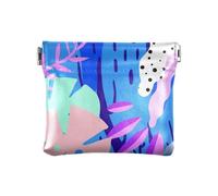 KLL Monedero pequeño de cuero para mujer, práctico tarjetero para mujer y niña, hoja morada, Púrpura (Purple Leaf), 1 size, Imprimir