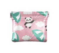 KLL Monedero pequeño de piel sintética con bolsillo para monedas para mujeres, novia, panda rosa lindo, panda lindo rosa, 11 cm de largo x 9,5 cm de ancho x 1 cm de alto, estampado, Panda Cute Pink,