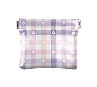 KLL Monedero pequeño de piel sintética elegante para mujeres y mujeres, estilo vintage floral rosa casa de campo, Cuadros de búfalo a cuadros florales, 4.33"(L) x 3.74"(W) x 0.39"(H), Estampado