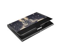 KLL Muse Moon Godness Boho - Tarjetero ultrafino para tarjetas de visita al aire libre con tarjetero de cuero y acero inoxidable para mujeres u hombres, tarjetero para hombre