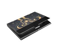 KLL Muse Moon Godness - Organizador ultrafino para tarjetas de visita con tarjetero pequeño de cuero y acero inoxidable para reuniones de negocios, para hombres