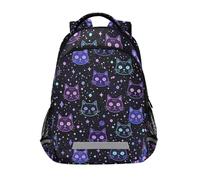 KLL Neón Galaxy Cat Head - Mochila escolar para niños con clip en el pecho para la universidad para bebés varon