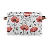 KLL North Macedonia Poppy Beauty Summer Flowers - Canastas de almacenamiento plegables e impermeables con asa resistente, organizan 2 unidades para el hogar