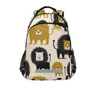 KLL Oliver Jeffers Style Lion Vanilla Gold and Black - Mochilas a granel para niños con correa para el pecho, bolsa de libros para niños y niñas de segundo grado